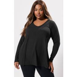 Yours Ribbed Swing T-Shirt Women Curve - Black