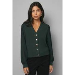 Wallis Chiffon Sleeve Button Front Cardigan - Green