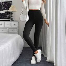 Shein Women Casual High Waist Ribbed Fleece Leggings Four Seasons