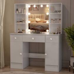 Shein Makeup Vanity Desk With LED Mirror Dressing Table