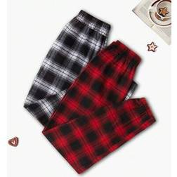 Shein Plaid Pajama Pants Set 2pcs