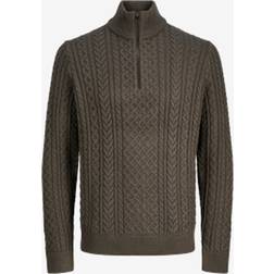Jack & Jones JprBlusean Knit Cable Half Zip Brun