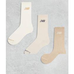 New Balance Unisex Everyday Crew Socks Neutrals - Brown/Beige Cotton