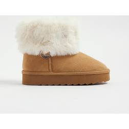 River Island Girls Fur Lined Fur Cuff Boots - Brown