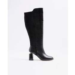 River Island Womens Black Metal Heel Knee High Boot - Black