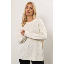 Yours Embellished Front Jumper Curve Ivory - Ivory