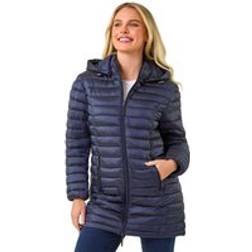 Roman Petite Finish Quilted Padded Coat - Navy