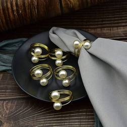Shein Elegant Tableware Decoration Pearl Rings Napkin Ring