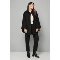 Wallis Wool Mix Belted Cape - Black