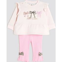 River Island Baby Girls Pink Bow Peplum Sweat Set - Pink