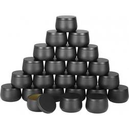 HKHBJS 24pcs Black Candle Tins With Lids