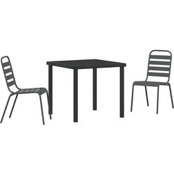 vidaXL Trädgårdsmöbelset 3 pcs Mörkgrå Stål Matgrupp