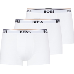 HUGO BOSS Power Stretch Cotton Trunks with Logo Waistbands 3-pack - White