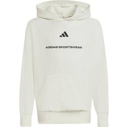 adidas Junior Slogan Fleece Hoodie - Off White (KC2806)
