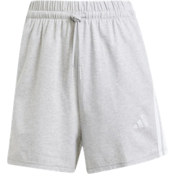 adidas Women Essentials 3 Stripes Cotton Shorts - Light Grey Heather/White