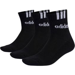 adidas 3-Stripes Linear Half Crew Cushioned Socks 3-pack - Black/White