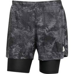 adidas Own The Run Spray 2-in-1 Shorts - Grey Four/Black