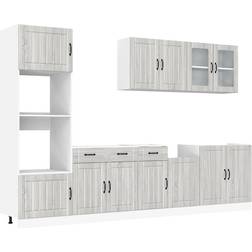 Fleur De Lis Living 7 Piece Kitchen Cabinet Set Lucca Sonoma Oak Engineered Wood - Grey
