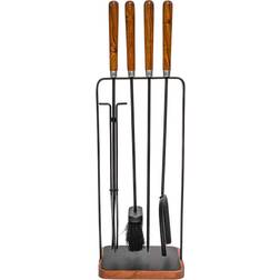 Ivyline Wooden Handle Square Fireside Companion Set H73cm W24cm