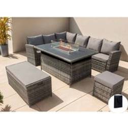 Furniture Maxi Rosen 9 Seater Rattan Corner Sofa Outdoor Lounge Set