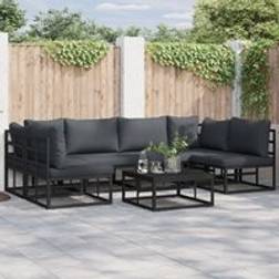 Berkfield Home Garden Set 7 Pcs Black 70 x 70 x 32 cm Aluminium Modular Sofa