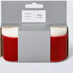 John Lewis Velvet Gift Ribbon Red White 2x L5m