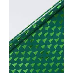 John Lewis Christmas Trees Foiled Wrapping Paper L4m Green