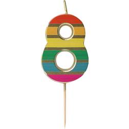 Talking Tables Rainbow Stripe Number Candle 8