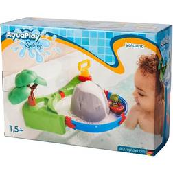 Aquaplay Sploshy Volcano badleksak med skummaskin vattenleksak för barn från 1,5 år leksaksvattenväg med skumlava, sjö och båt inkl. sugkoppar för badkar och Co