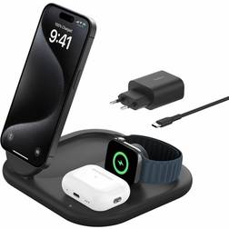 Belkin BoostCharge 3-in-1 Qi2 Trådløs Opladningsplade Med MagSafe
