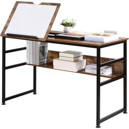 Homcom Tiltable Rustic Brown/Black Writing Desk 60x120cm