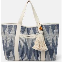 Accessorize Chevron Canvas Beach Bag - Blue