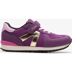 Clarks Jaspen Vibe Kid Wide Fit Riptape Trainers - Purple