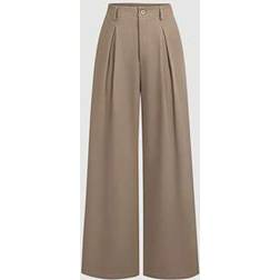 Shein Vintage Elegant Jacquard Pleated Wide-Leg Pants - Autumn/Winter