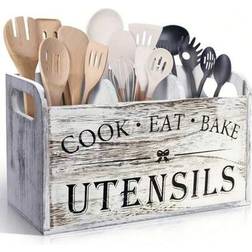 Shein Rustic Wooden Kitchen 1pc Utensil Holder