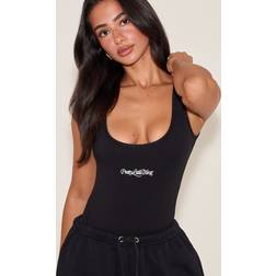 PrettyLittleThing Petite Scoop Neck Bodysuit - Black