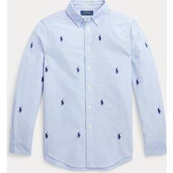Polo Ralph Lauren Polo Kids Logo embroidered cotton Oxford shirt blue