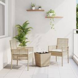 Berkfield Home 3 Piece Garden Beige Poly Rattan Bistro Set