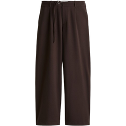H&M Belted Tailored Trousers - Dark Brown