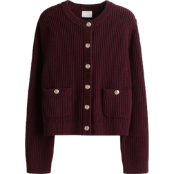 H&M Dam Vinröd Ribbstickad Kofta