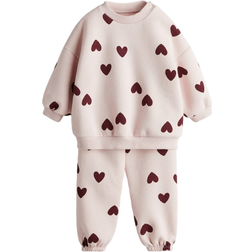 H&M Printed Sweatshirt Set 2-piece - Light Pink/Hearts (1301971004)