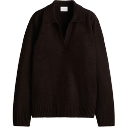 H&M Fine Knit Collared Jumper - Dark Brown