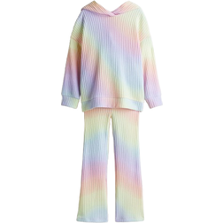 H&M 2-Delat Ribbstickat Set Med Borstad Yta - Light Rosa/Rainbow Stripes