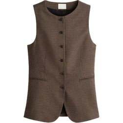 H&M Dam - Mörkbeige/Hundtandsmönstrad Lång Väst