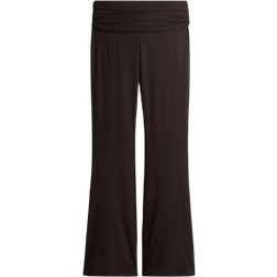 H&M Gathered Microfiber Yoga Pants - Dark Brown