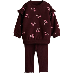 H&M Sweatshirt & Leggings Set 2-piece - Dark Red/Cherries (1297231002)