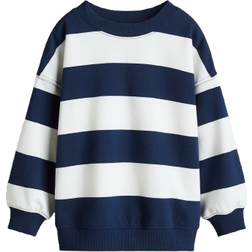 H&M Oversized Crew Neck Sweatshirt - Dark Blue/White Striped (1245302030)