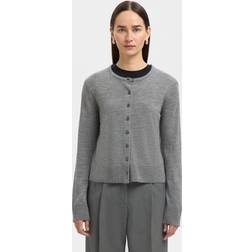 Selected SLFThea LS Knit Merino Cardigan - Gråmelerad