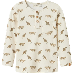 Lil'Atelier Bluse Lavo Eno Slim Ls Top - Mørkebeige/Uldhvid