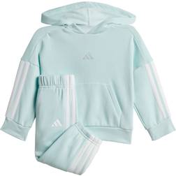 adidas 3-Stripes Fleece Hoody Jogger Sweatset - Halmin/White